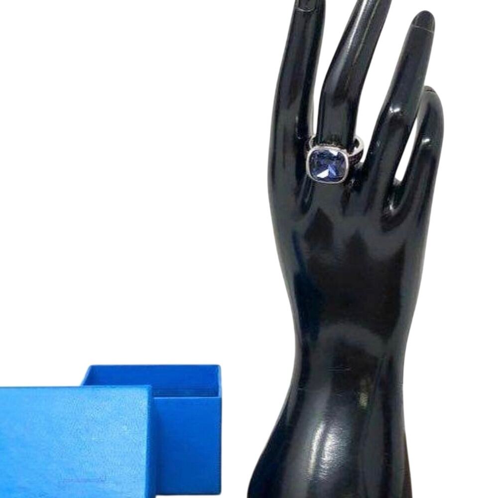 David Sigal Statement Ring Sz 8.25 Surgical Steel Tanzanite Color Crystal Unique